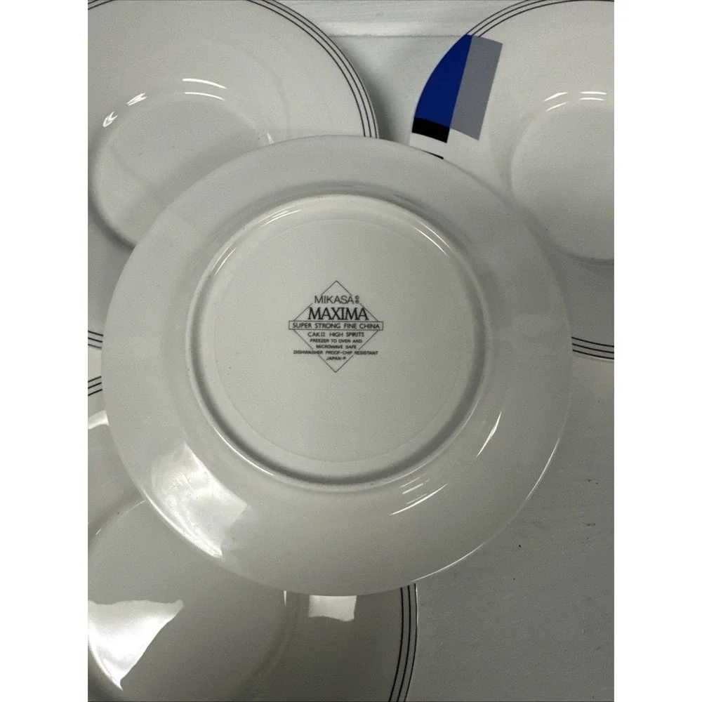 Set of 4 Mikasa Maxima HIGH SPIRITS Super Strong China Saucers 6.5